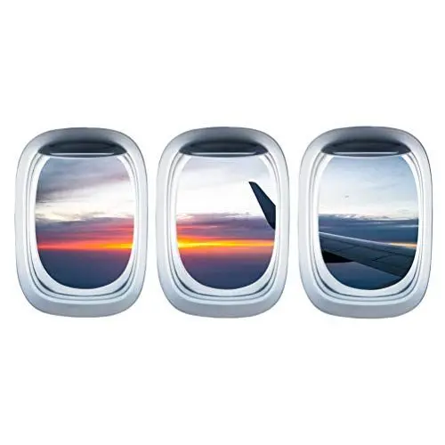 Produktbild: 3D Flugzeug Fenster Wandtattoo Sonnenuntergang - Abnehmbare Pvc Wandaufkleber FüR Kinderzimmer, Kindergarten, BüRo (48,5x33,5 Cm)