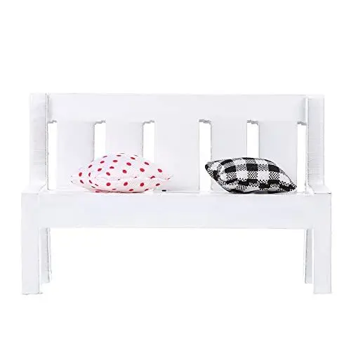 Produktbild: Miniatur puppenhaus Bank Exquisite einfache puppenhaus Garten Home DIY Dekoration 1 Satz (1 Stuhl + 2 Kissen)