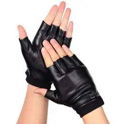 Produktbild: LIOOBO Pu-lederhandschuhe Radfahren halbfinger runde Taktische Handschuhe fahrhandschuhe für männer Frauen (schwarz)