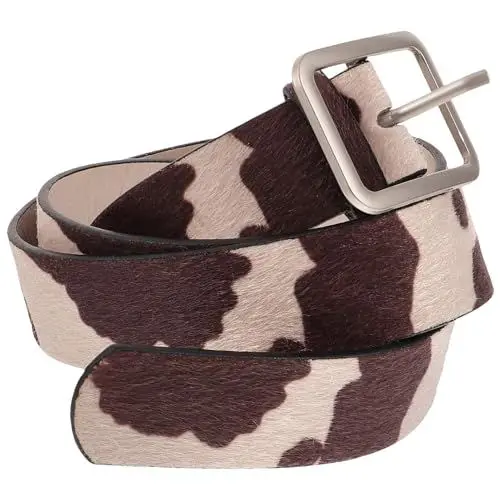 Produktbild: LIOOBO Verstellbarer Damen Gürtel mit Kuhfell Print Modischer Western Gürtel PU Material Accessoire für Jeans und Hosen für Cowgirls
