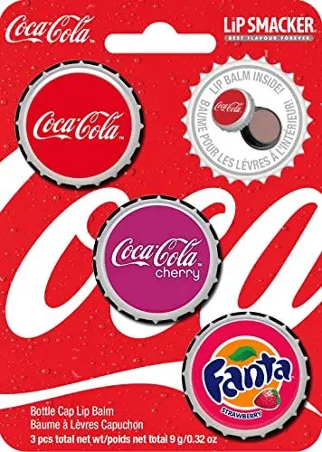 Produktbild: Lip Smacker Coca-Cola Kollection, Lippenbalsam, 3er Lip Balm Set in Geschmacksrichtungen Klassische Cola, Kirsch-Cola und Fanta-Erdbeere, feuchtigkeitsspendende und erfrischende Lippenpflege