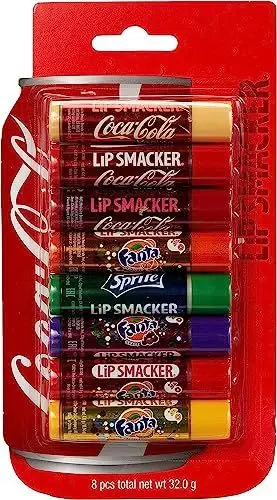Produktbild: Lip Smacker Coca Cola Party Pack, Set mit 8 Lippenbalsamen mit Originalen Geschmacksrichtungen von Coca-Cola, Fanta und Sprite