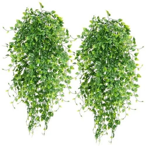 Produktbild: LIPJISL 4pcs Künstliche Hängepflanzen Efeu Hängende Ivy Blatt Kunstpflanzen Eukalyptus Hängende Balkonflanzen für Hochzeit Balkon Wand Topf Garten Party Dekoration 83CM
