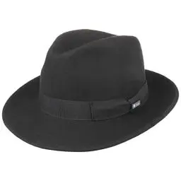 Produktbild: Lipodo Basic Bogart Filzhut - Bogarthut aus 100% Wollfilz - Wollfilzhut Damen/Herren - Fedora Made in Italy - Hut Sommer/Winter - Wollhut schwarz S (54-55 cm)