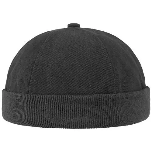 Produktbild: Lipodo Cotton Dockercap Herren - Mütze aus 100% Baumwolle - Docker in Einheitsgröße (54-61 cm) - Cap mit Klettverschluss - Hafenmütze ganzjährig tragbar schwarz One Size