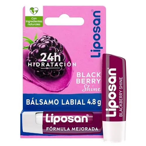 Produktbild: Liposan Blackberry Shine (1 x 4,8 g), Himbeer-Lippenbalsam, farbiger Lippenbalsam, feuchtigkeitsspendender Lippenbalsam für schöne, weiche und saftige Lippen