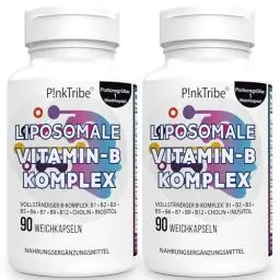 Produktbild: Liposomale Vitamin B Komplex Hochdosiertes Kapseln - Mit 9 B-Vitaminen, Methylisierte Aktivformen, 10-fache Absorption, Ohne Zusätze, 3 Monate Vorrat, 90 Weichkapseln (2er Pack)