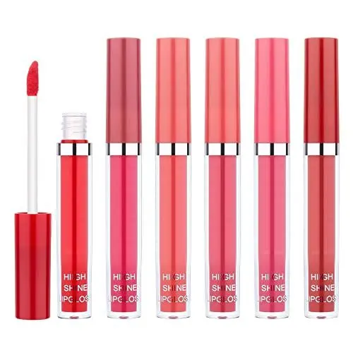 Produktbild: Lippenstift Rosenholz Langanhaltend Mist Face Velvet Liquid Lipstick Antihaft-Cup-Lipgloss-Lippenglasur, 6-teiliges Lippenstift-Set Lippenstift Abziehbar (Pink, One Size)