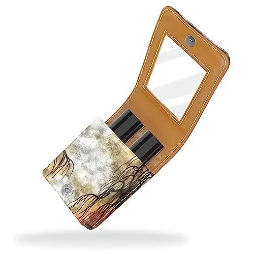 Produktbild: Lippenstift-Etui, Kosmetiktasche, Kosmetik-Organizer, Reise-Make-up-Tasche, Lippenstifthalter mit Spiegel für Geldbörse,Halloween Tigerwald