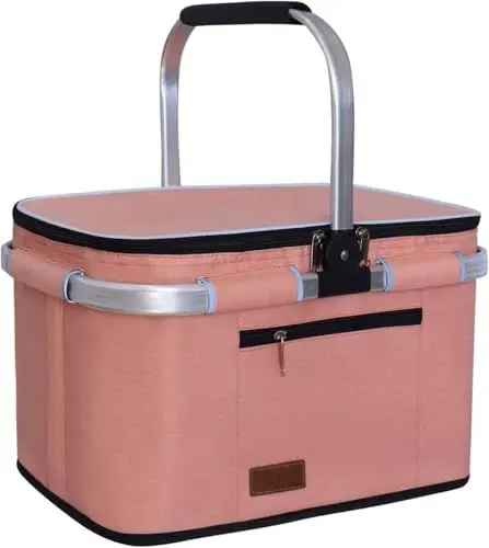 Produktbild: LIQINGG 35L wasserdichte Kühltasche Einkaufskorb Große isolierte Kühlkorb Lunchtasche Thermotasche für Büro Camping Picknick Reisen Seitenstütze Aufrecht Halten Zusammenklappbar(Patentschutz)