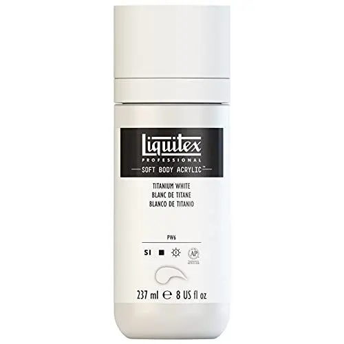 Produktbild: Liquitex 1923432 Professional Acrylfarbe Soft Body - Künstlerfarbe in cremiger deckender Konsistenz, hohe Pigmentierung, lichtecht & alterungsbeständig, 237ml Flasche - Titanweiß