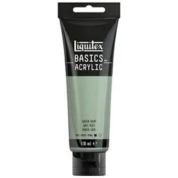 Produktbild: Liquitex 8870079 Basics - Acrylfarbe, monopigmentierte Künstlerpigmente, lichtecht, mittlere Viskosität, Archivqualität, seidenglänzender Finish, 118ml Tube - Graugrün