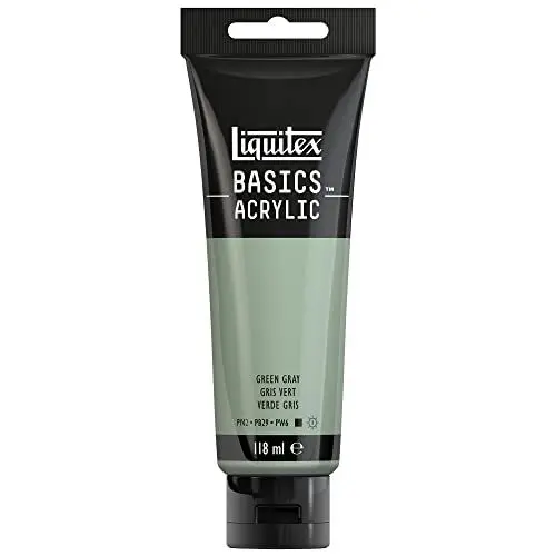 Produktbild: Liquitex 8870079 Basics - Acrylfarbe, monopigmentierte Künstlerpigmente, lichtecht, mittlere Viskosität, Archivqualität, seidenglänzender Finish, 118ml Tube - Graugrün