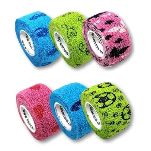Produktbild: LisaCare Kinderpflaster Großpackung Fixierbinde Selbsthaftend Elastisch - 6 Rollen Erste Hilfe Kinder Pflasterset für unterwegs - Kinder Pflaster wasserfest sensitiv (2,5cm)
