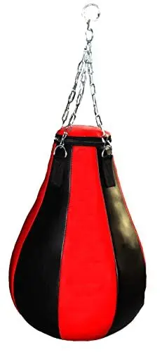 Produktbild: LISARO Boxbirne, Vinyl Punching-Ball Maisbirne gefüllt Ca. 15 kg hängend inkl. Kette-Aufhängung zur Deckenbefestigung, Maisbirne Profi Vinyl Boxbirne Large, gefüllt Farbe schwarz