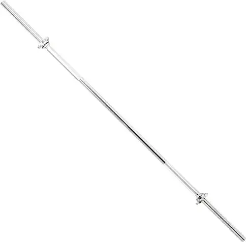 Produktbild: Lisaro Langhantel-Stange mit Sternverschlüssen 120/160/182 cm - Standardnorm gerändert und verchromt | Scheibenaufnahme Ø 30 mm | Profi Langhantel (120 cm)