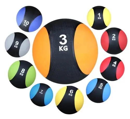 Produktbild: Lisaro Medizinball–Professionelle Studio-Qualität Gummimedizinbaelle, für Jede Trainingsroutine, Muskelaufbau, Cardio-Fitness, Kraft- und Erholungstraining, Medizinbälle in Gr. 1 bis 10 KG. (3-Kg)