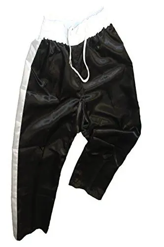 Produktbild: lisaro Satin Hosen/Kickboxhosen/Kickbox Hose Classic schwarz-Weiss (schwarz-Weiss, 152)