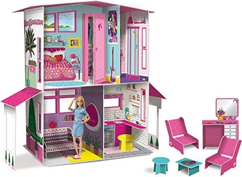 Produktbild: Lisciani - BARBIE Puppenhaus - Barbie Traumvilla auf zwei Etagen - 3D-Haus zum Bauen, Dekorieren und Gestalten - Kreatives Bastel- und Konstruktionsspielzeug für Kinder ab 4 Jahren