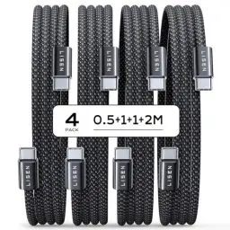 Produktbild: LISEN 60W USB C Kabel, (4er Pack, 0,5M 1M 1M 2M) USB C auf USB C Kabel Set, PD 3.0 Schnellladekabel USB C für iPhone 16, iPad Air/Pro, iPhone 15 Ladekabel, Samsung Galaxy, Xiaomi, Huawei, OnePlus