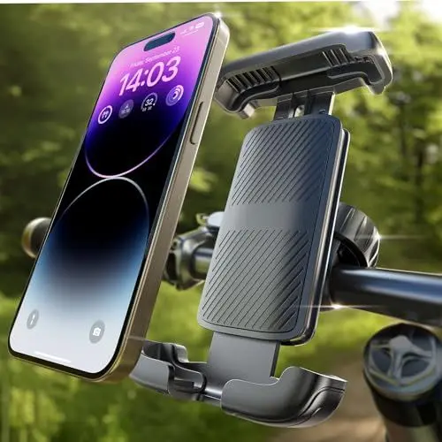 Produktbild: LISEN Handyhalterung Fahrrad E Scooter Handyhalterung, Fahrrad Lenker (1s Schnellspanner), Motorrad E Bike Zubehör für iPhone 16 Pro, Samsung Alle 4.6