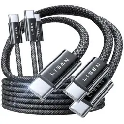 Produktbild: LISEN USB C Kabel 100w 3 Stück (1M+2M+2M) USB C auf USB C Kabel, USB-C auf USB-C Nylon-Geflecht Schnell Ladekabel C auf C für iPhone16 pro iPad Pro MacBook Air, Samsung Galaxy S24, Laptops
