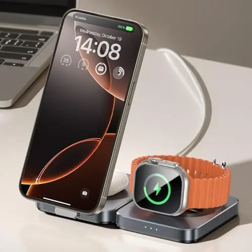 Produktbild: LISEN für 3 in 1 Wireless Charger Ladestation Apple Watch und iPhone für Apple iPhone 16 15 Pro Max zubehör AirPods Max Pro 3 Ladestation für iPhone 16 15 Pro Max AirPods 4 3 Pro 2 Apple Watch 10 9