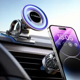 Produktbild: LISEN für Magsafe Autohalterung (20xN55) KFZ Handyhalterung Auto Magnet für iPhone Halterung Auto 4 in 1 Handyhalterung Auto Lüftung/Magsafe/Armaturenbrett/Saugnapf Kompatibel mit iPhone 15 14 13 12