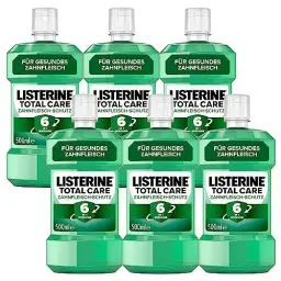 Produktbild: LISTERINE Total Care Zahnfleisch-Schutz (6 x 500 ml), antibakterielle Mundspülung mit Fluorid für gesundes Zahnfleisch, Zahnpflege Mundwasser reduziert Zahnbelag mit 6 in 1 Wirkung