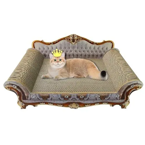Produktbild: LitaiL Kratzbrett aus Pappe für Katzen, Kratzbretter Katze, Kratzpappe mit Katzenminze, Luxury 2 in 1 Katzenkratzbretter für Sofaschutz, Maße 55 x 32cm, grau