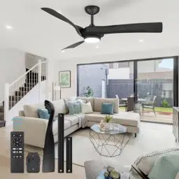 Produktbild: Litake Deckenventilatoren Mit Beleuchtung, 132 Cm 3CCT LED Dimmbar 6 Geschwindigkeiten Mit Fernbedienung Dc Umkehrbarer Moderner GeräUschloser Deckenventilator für Schlafzimmer, Bauernhaus