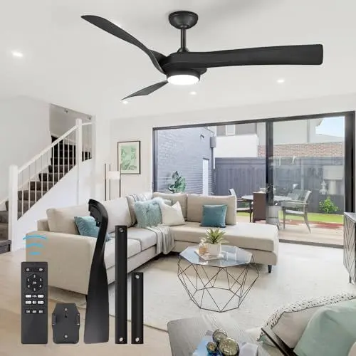 Produktbild: Litake Deckenventilatoren Mit Beleuchtung, 132 Cm 3CCT LED Dimmbar 6 Geschwindigkeiten Mit Fernbedienung Dc Umkehrbarer Moderner GeräUschloser Deckenventilator für Schlafzimmer, Bauernhaus