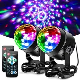 Produktbild: Litake Discokugel Discolicht, Neueste 6W Party Lichter DJ Bühnenbeleuchtung 7 Farben Modi Musikgesteuert Fernbedienung LED Patry Lampe für Kinder Party Halloween Weihnachten, 2 Stück