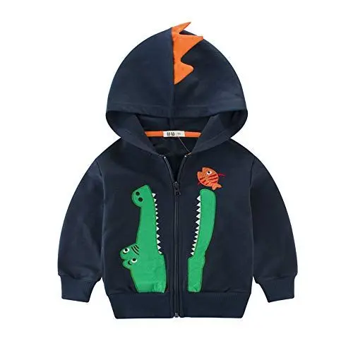 Produktbild: LitBud Kleinkind Jungen Hoodies Jacke Cartoon Dinosaurier Reißverschluss Weihnachten Packaway Herbst Mantel für Kinder 5-6 Jahre 130