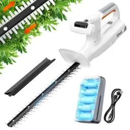 Produktbild: Litheli 20V Heckenschere, 45CM Akku-Heckenschere für das Schneiden, Trimmen und Stutzen von Sträuchern, 15mm Akku-Buschtrimmer mit 10000mAh Akku, weiß