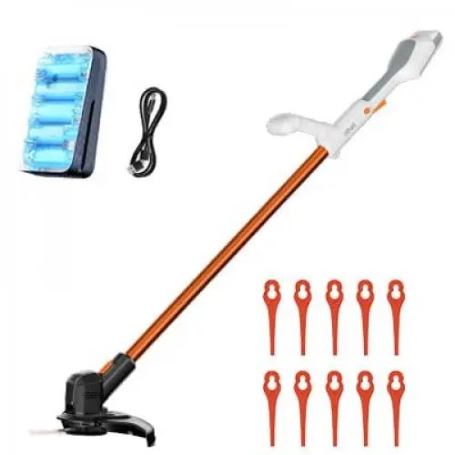 Produktbild: Litheli Akku Rasentrimmer 20V, 25cm, Rasentrimmer mit Akku und Leistungsstarkem Motor, 10000mAH Mobiler Batterien, Geeignet für Gartenrasen und Außenschnitt, Rasentrimmer
