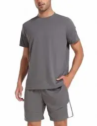Produktbild: Litherday Jogginganzug Herren Activewear Sport Set Herren Sportanzug Trikot mit Sporthose Kurz Für Fitness Basketball A-Dunkelgrau XL