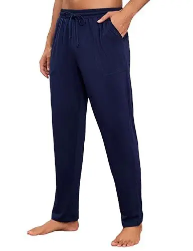 Produktbild: Litherday Schlafanzughose Herren Lang Baumwolle Pyjamahose Nachtwäsche Hose mit Taschen Locker Loungehose Freizeithose für Herren mit Gummibund Freizeithose