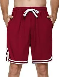 Produktbild: Litherday Shorts Herren Sportshorts Kurz Hosen Streifen Jogginghose Sommer Traininghose, Rot, L