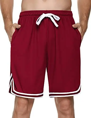 Produktbild: Litherday Shorts Herren Sportshorts Kurz Hosen Streifen Jogginghose Sommer Traininghose, Rot, L
