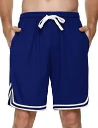 Produktbild: Litherday Sporthose Herren Kurz Streifen Shorts Herren Sommer Kurze Hosen Herren mit Taschen Elastischer Bund und Atmungsaktive Shorts zum Fitness, Running, Gym, Basketball, Navy blau, M