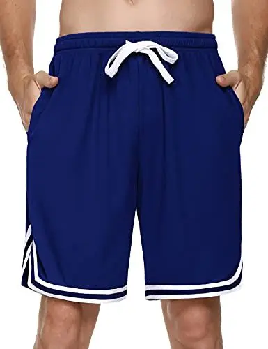 Produktbild: Litherday Sporthose Herren Kurz Streifen Shorts Herren Sommer Kurze Hosen Herren mit Taschen Elastischer Bund und Atmungsaktive Shorts zum Fitness, Running, Gym, Basketball, Navy blau, M