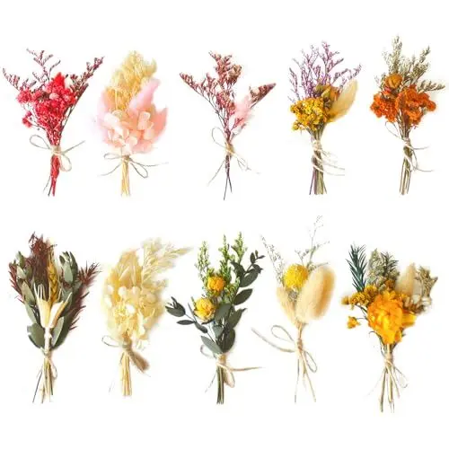 Produktbild: Lithyc 10Bündel Getrocknete Blumen Deko - Mini Trockenblumen Zum Basteln - Trockenblumen Kleine SträUßE - Geeignet FüR Vasen, Kunsthandwerk, Korsagen, Hochzeiten, DIY Foto Requisiten Dekoration, Etc