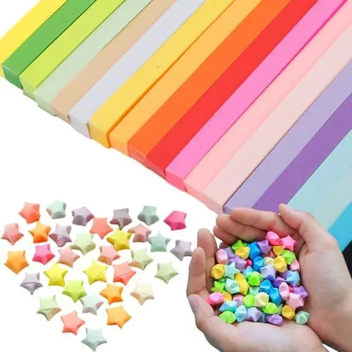Produktbild: Lithyc 2160 Origami-Sterne, Doppelseitige Origami-Sterne, Star Paper Strips , Papierstreifen Sterne , Papierstreifen für Sterne Glitzer , Geeignet für Diy-Projekte, Dekorationen, Basteln