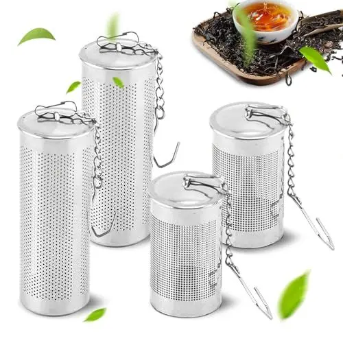 Produktbild: Lithyc 4 Stück Teiliges Tea Infuser, Teeei Edelstahl, Teesieb Fein, Wiederverwendbares Teesieb Mit Kette, Geeignet Für Losen Tee, Kaffee, Gewürze, SCPCQ-04