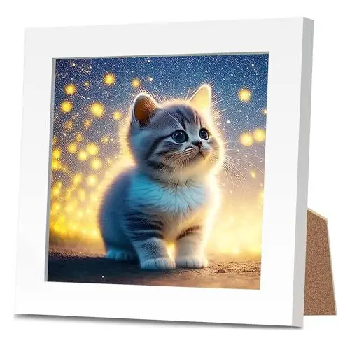 Produktbild: Lithyc Diamant-Malerei-Fotorahmen,Diamond Painting Katze,Diamond Painting Kinder Katze,5d-Diamant Malerei Bild mit Diamant-Malerei-ZubehöR Kunsthandwerk,Diamant Painting Bilder Heim-Wanddekoration
