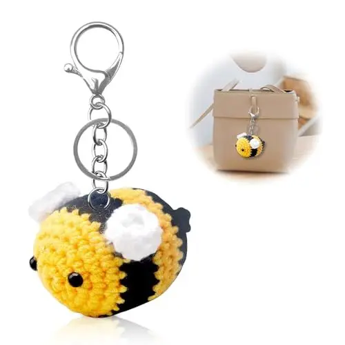 Produktbild: Lithyc PlüSch SchlüSselanhäNger - SchlüSselanhäNger Biene - SchlüSselanhäNger GehäKelt，Geeignet für Taschen, Handys, Autos, GeldböRsen, SchlüSselbäNder, Partygeschenke