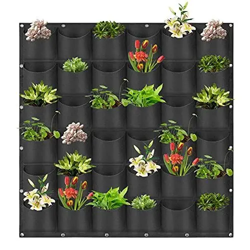 Produktbild: LITLANDSTAR Hängende Pflanzbeutel, 36 Taschen Pflanzbeutel Hängende vertikale Gartenwand Pflanzer Pflanzbeutel Blumenbepflanzungsbehälter Wandbepflanzungsbeutel für Garten Gartendekoration, Schwarz