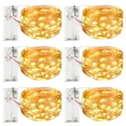Produktbild: litogo 6 Stück LED Lichterkette Batterie mit Timer, 3M 30 LED Kupferdraht Lichterkette Innen, lichterketten batteriebetrieben (AA Batterie) für Party Weihnachten Halloween Hochzeit Deko, Warmweiß