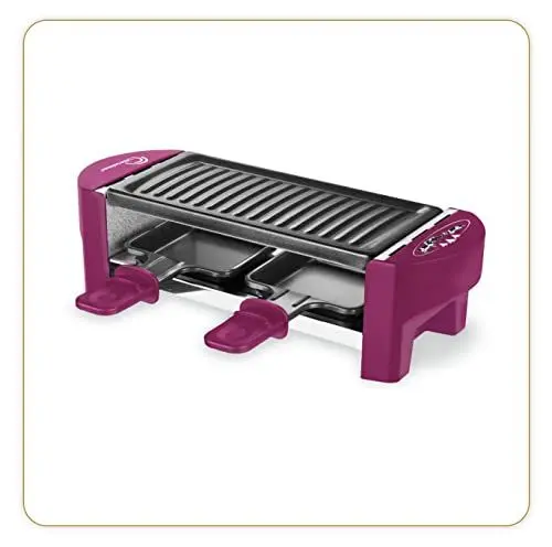 Produktbild: LITTLE BALANCE 8615 Raclette 2 Meuuh…, Raclettegerät für 1/2 Personen, abnehmbarer Grill, 2 Spatel + 2 Brettchen, Antihaftbeschichtung, 1 oder 2 Personen, 320 W, Pflaume, Dunkelviolett